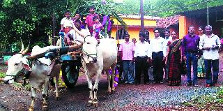 Childlike invasion of bullock cart | बालचमूंची स्वारी चक्क सजविलेल्या बैलगाडीतून