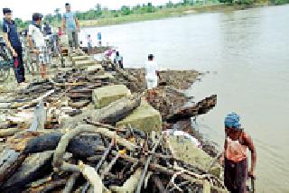 Starting the work of extracting wood from the river | नदीतून लाकडे काढण्याचे काम सुरू