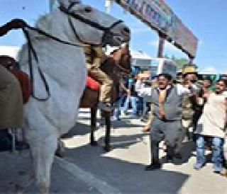 Powerful horse statue removed | शक्तीमान घोडयाचा पुतळा हटवला