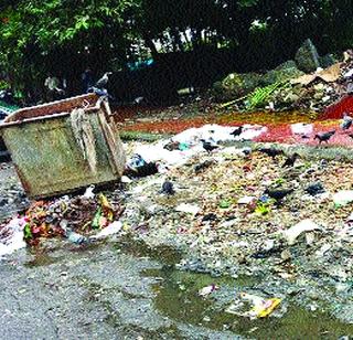 Trash out of Sanpada station | सानपाडा स्थानकाबाहेर कचऱ्याचा ढीग