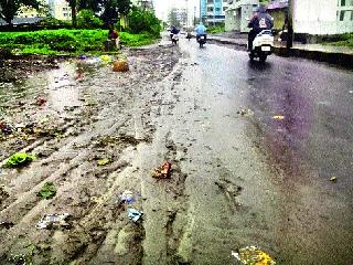 Accident due to mud on Wadala road | वडाळा रस्त्यावर चिखलामुळे अपघात