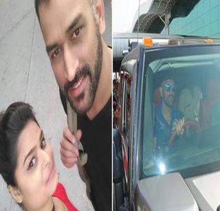 After pursuing Dhoni's car, 'She' earned Selfie | धोनीच्या गाडीचा पाठलाग करुन 'तिने' मिळवला सेल्फी