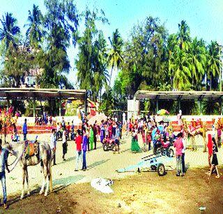 A crowd of tourists on the coast of Raigad | रायगड समुद्रकिनारी पर्यटकांची गर्दी