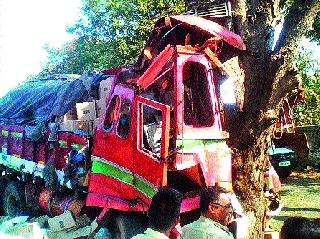 Two people were injured when the truck collapsed | ट्रक झाडावर आदळून दोन जखमी