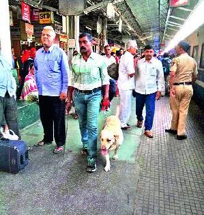 Inspector of the bomb detection squad at the railway station | रेल्वेस्थानकात बॉम्बशोधक पथकाची तपासणी