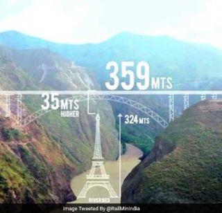 Standing on the Chenab River, the High Railway Bridge is more than the Eiffel Tower | चिनाब नदीवर उभा राहतोय आयफेल टॉवरपेक्षाही उंच रेल्वे पूल