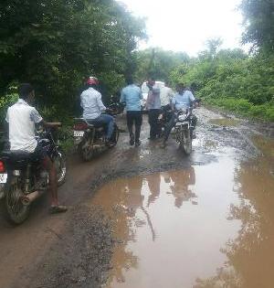 Scam death in the pothole | पुलावरील खड्ड्यात घोटाळतोय मृत्यू