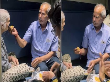 Viral Video Of Elderly Couple , elderly man fed his sick wife by hand; Old couple's video goes viral, watch it once. | आजारी पत्नीला हाताने घास भरवला; वृद्ध जोडप्याचा व्हिडिओ व्हायरल, एकदा पाहाच...