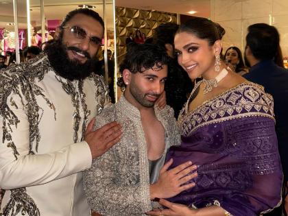 Orry shared a photo with parents-to-be Ranveer Singh and Deepika Padukone from Anant Ambani and Radhika Merchant's sangeet night | अभिनेत्री दीपिकाच्या बेबी बंपवर हात ठेऊन ओरीची सिग्नेचर पोज, फोटो चर्चेत!