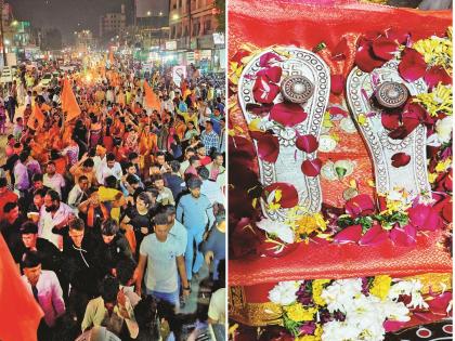 devotees bowed down before Shri Rama, Sita's Paduka, who came from Sri Lanka | त्रिवार जयजयकार! श्रीलंकेतून आलेल्या श्रीराम, सीताच्या पादुकांसमोर भाविक नतमस्तक