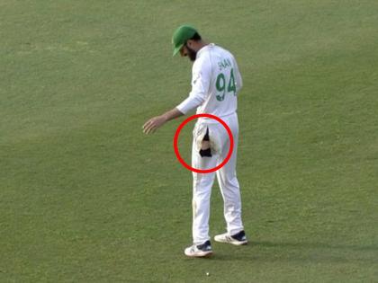 comedy video of pakistan cricket shaan massod pants were torn while fielding against Australia PAK vs AUS 1st Test Live Updates | PAK vs AUS: पाकिस्तान क्रिकेटमधला 'फाडू' किस्सा; फिल्डिंग करताना पाक खेळाडूची फाटली पॅन्ट मग...