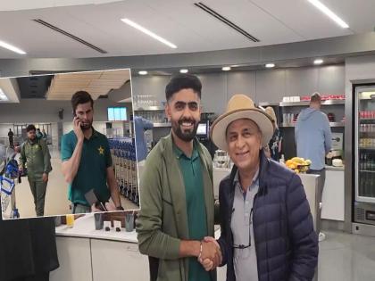 Pakistan team arrives in America for t20 World Cup 2024 Babar azam meet legend sunil Gavaskar | वर्ल्ड कपसाठी पाकिस्तानचा संघ अमेरिकेत दाखल; गावस्करांना पाहून बाबरनं काय केलं? Video