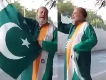 Before the IND vs PAK match 'Indian response to the Pakistani fan Hearing the reply, he held his head; The video went viral | IND vs PAK सामन्यापूर्वी 'पाकिस्तानी चाहत्याला भारतीयांचं जबरदस्त उत्तर! ऐकून डोकं धरलं; व्हिडिओ व्हायरल