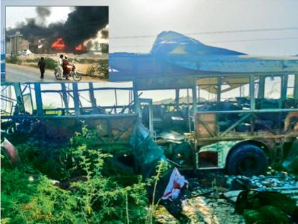 Civil war in Pakistan: Attack on school bus, six dead; three children among the dead, 38 injured | पाकिस्तानात गृहयुद्ध : स्कूलबसवर हल्ला, सहा जणांचा मृत्यू; मृतांमध्ये तीन बालकांचा समावेश, ३८ जण जखमी Civil war in Pakistan: Attack on school bus, six dead; three children among the dead, 38 injured | पाकिस्तानात गृहयुद्ध : स्कूलबसवर हल्ला, सहा जणांचा मृत्यू; मृतांमध्ये तीन बालकांचा समावेश, ३८ जण जखमी