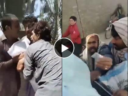 In Pakistan bikes behind the carts of wheat flour protection with the help of guns Watch the video | पाकिस्तानात ‘पिठा’च्या वाहनांमागे बाईक्सच्या रांगा, बंदुकीच्या मदतीनं संरक्षण; पाहा Video