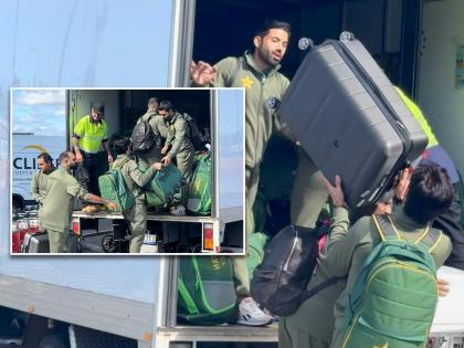  Pakistani team toured Australia for the Test series, memes are going viral on social media after the players from the neighboring country transported their luggage there | AUS vs PAK : ऑस्ट्रेलियाच्या धरतीवर उतरताच पाकिस्तानी खेळाडू बनले 'कुली', नेटकऱ्यांनी घेतली शाळा