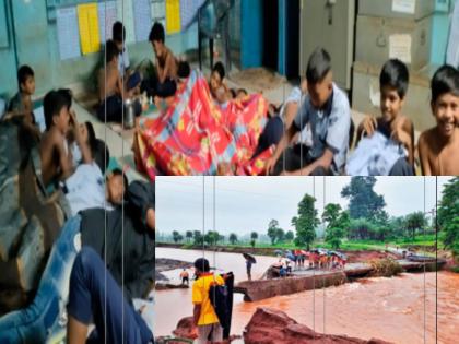 The bridge was washed away, the children stayed in the school overnight; Darkness under the lights in the district near the state capital | पूलच वाहून गेला, मुलांचा मुक्काम रात्रभर शाळेतच; राज्याच्या राजधानीजवळील जिल्ह्यात दिव्याखाली अंधार