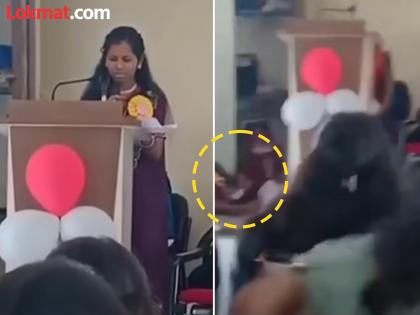 Paranda Girl dies of heart attack after collapsing while giving a speech during sendoff | VIDEO: हसता हसता मृत्यूनं गाठलं; निरोपाचे भाषण देत असतानाच सर्वांसमोर वर्षाने सोडले प्राण Paranda Girl dies of heart attack after collapsing while giving a speech during sendoff | VIDEO: हसता हसता मृत्यूनं गाठलं; निरोपाचे भाषण देत असतानाच सर्वांसमोर वर्षाने सोडले प्राण