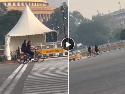 Parineeti Chopra Raghav Chadha Cycling In Delhi Video Viral | दिल्लीतील रस्त्यावर सायकलिंग करताना दिसली लोकप्रिय जोडी, VIDEO व्हायरल