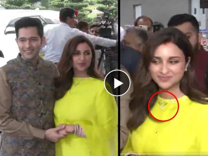 parineeti chopra raghav chadha wedding actress mangalsutra design seeking attention video | Video : काळे मणी, डायमंड अन्...; परिणीती चोप्राने कॅमेऱ्यासमोर फ्लाँट केलं मंगळसूत्र