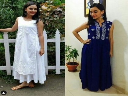 Parna Pethe look stunning in blue saree | पर्ण पेठेचा साडीमधील हा लूक पाहिला का ?