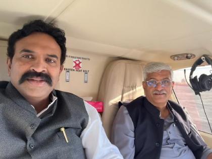 Union Minister Gajendra Singh Shekhawat made an aerial inspection of Madha Lok Sabha constituency | केंद्रीय मंत्री गजेंद्रसिंह शेखावतांनी केली माढा लोकसभा मतदारसंघाची हवाई पाहणी 