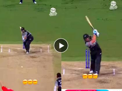 ENG vs NZ Glenn Phillips Huge six on Mark Wood superfast 150+ bowling video goes viral in T20 World Cup 2022 | Glenn Phillips Mark Wood, Video: भन्नाट सिक्स! ज्या वेगाने चेंडू आला, त्याच वेगाने स्टेडियममध्ये पाठवला...