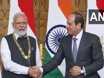 egyptian president abdel fattah al sisi confers pm narendra modi with egypt highest state honour order of the nile award in cairo | PM नरेंद्र मोदींना इजिप्तचा सर्वोच्च नागरी सन्मान! ‘ऑर्डर ऑफ द नाईल’ पुरस्काराने केला गौरव