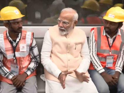 PM narendra modi inaugurates Mumbais first underground metro line 3 | PM Modi Flags off Mumbai Metro 3: मुंबईकरांचं भुयारी मेट्रोचं स्वप्न पूर्ण, मोदींच्या हस्ते मेट्रो-३ चं लोकार्पण; पंतप्रधानांचा बीकेसी ते सांताक्रूझ प्रवास!