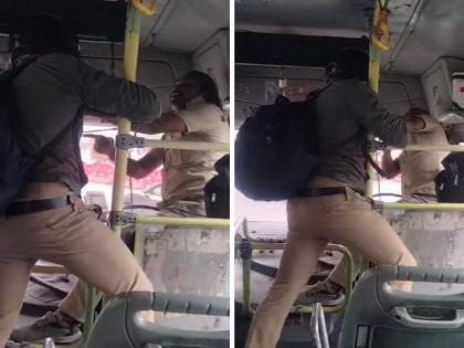 PMP bus driver brutally beaten by police in pune | Video: ‘गाडी चौकीला घे’, पुण्यात PMP बस चालकाला पोलिसाची बेदम मारहाण