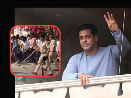 Police lathi charge outside Salman Khan galaxy house on eid 2024 video viral | सलमान खानच्या घराबाहेर पोलिसांचा लाठीचार्ज; ईदच्या दिवशी गॅलक्सीच्या बाहेर नेमकं घडलं तरी काय?
