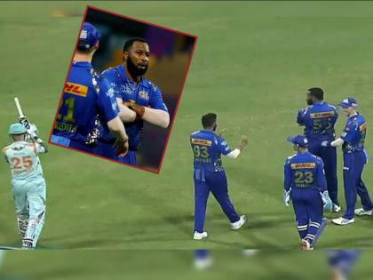 IPL 2022 MI vs LSG Live Updates : Kieron Pollard gives a silent send off to Krunal Pandya, watch video of  Krunal Pandya Wicket | Kieron Pollard IPL 2022, MI vs LSG Live Updates : किरॉन पोलार्डने सामना फिरवला, Krunal Pandyaची विकेट घेत केले अतरंगी सेलिब्रेशन, Video 