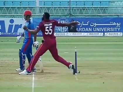 Vidoe : Cheeky! Kieron Pollard forces umpire to cancel no-ball signal during Afg vs WI 3rd ODI | Video : पोलार्डचा आगाऊपणा, अंपायरला No Ball चा निर्णय मागे घेण्यास भाग पाडलं