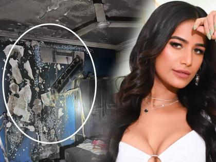 fire at poonam pandey mumbai house actress pet rescued by maid see horrifying photos videos | पूनम पांडेच्या मुंबईतील घराला लागली आग, मोलकरीण बनली 'देवदूत', वाचवले कुत्र्याचे प्राण
