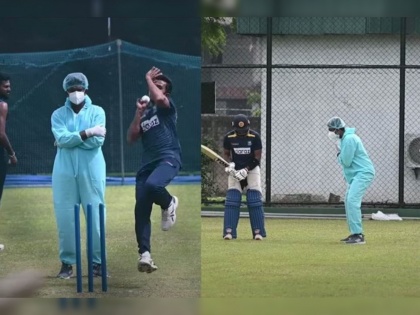 India tour of Sri Lanka: Amid Covid scare, Sri Lankan coaches train team wearing PPE kits; Watch video | India tour of Sri Lanka: कोरोनाची भीती; चक्क PPE किट घालून श्रीलंकेचा प्रशिक्षक घेतोय खेळाडूंचा सराव, Video