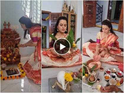 Prajakta gaikwad shared a video of gruhapravesh pooja of her new home | अन् स्वप्न सत्यात उतरलं! प्राजक्ता गायकवाडने खरेदी केलं नवीन घर; गृहप्रवेशाचा व्हिडिओ व्हायरल