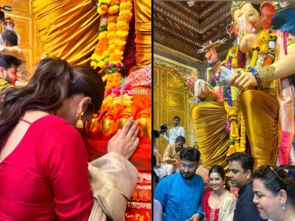 Prajakta Mali took the blessings of the lalbaugcha raja and mumbai cha raja ganeshgalli shared photos | प्राजक्ता माळीने घेतलं 'लालबागचा राजा'चं दर्शन, फोटो शेअर करत म्हणते- "फायनली..."