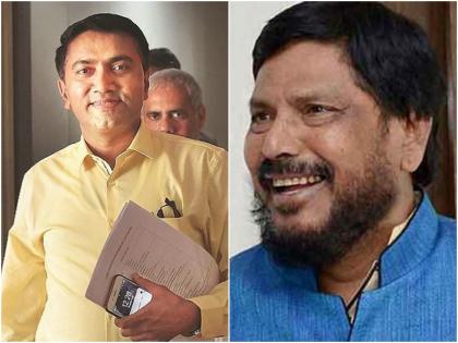 goa assembly election 2022 minister ramdas athavale slams congress said bjp pramod sawant will be the chief minister | Goa Assembly Election 2022 : 'या राज्याचे नाव आहे गोवा, लोक म्हणतात प्रमोद सावंतच मुख्यमंत्री हवा'; आठवलेंचा काँग्रेसला टोला 