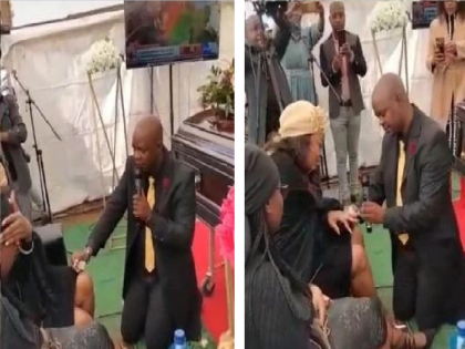 Viral Video: man Proposes girl during her father's funeral, people got angry as soon as the video went viral! | Viral Video: वडिलांच्या अंत्यविधीवेळी महिलेला केले प्रपोज, व्हिडिओ व्हायरल होताच लोक भडकले !