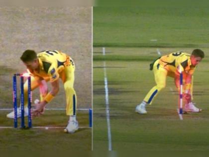 IPL 2022, CSK vs RCB Live Updates : Devon Conway & Dwaine Pretorius run out to Harshal Patel, But did the ball ricochet off his hands into the stumps with a bail still on to be dislodged? Video | Controversial Run Out IPL 2022, CSK vs RCB Live Updates : चेंडू हातातही नव्हता तरी दिला रन आऊट; Third Umpire चा आणखी एक वादग्रस्त निर्णय?, Video 