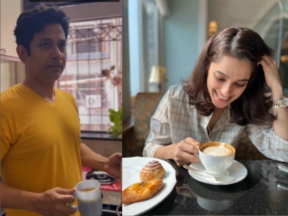 umesh kamat shared video ofnhim making coffee for wife priya bapat with an interesting caption | "घराचा cafe केलाय बाईंनी", बायकोबद्दल असं का बोलला उमेश कामत? Video व्हायरल
