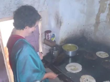 priyanka gandhi took a break from election rallies and made dosa at mylari restaurant | "मॅडम एक और... तुम भी खाओगे", प्रियांका गांधींनी रेस्टॉरंटमध्ये बनवला डोसा, व्हिडिओ व्हायरल 