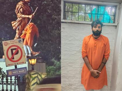 Desecration of Mahatma Gandhi's statue near Pune railway station, youth arrested | Pune: पुणे रेल्वे स्थानकाजवळील महात्मा गांधींच्या पुतळ्याची विटंबना, तरुणाला अटक! Desecration of Mahatma Gandhi's statue near Pune railway station, youth arrested | Pune: पुणे रेल्वे स्थानकाजवळील महात्मा गांधींच्या पुतळ्याची विटंबना, तरुणाला अटक!