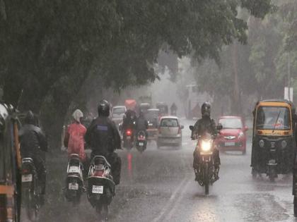 bike fell into the pit filled with rain water in solapur | पावसाचं पाणी साचलेल्या खड्ड्यात दुचाकी पडली