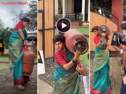 actress purva kaushik lift cylinder shared bts video of shiva tv serial set fans praises her | शिवाने एका दणक्यात उचलला सिलेंडर, शूटिंग करताना तारेवरची कसरत, पाहा BTS व्हिडिओ