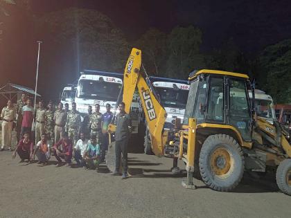 ten smugglers arrested and worth of 1 crore 62 lakhs seized in minor mineral theft case | गौण खनिज चोरी प्रकरणात एक कोटी ६२ लाखांचा मुद्देमाल जप्त; दहा आरोपींना अटक