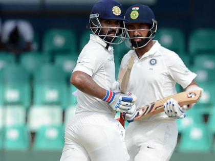 After the century, Pujara-Rahane later | दुस-या कसोटीतही भारताचा धावांचा डोंगर, 622 धावांवर डाव केला घोषित