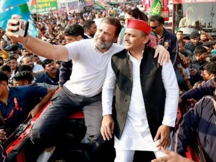 'Politics of hate in the country, 24 hours injustice to the poor!' Rahul Gandhi met Akhilesh Yadav after 7 years | राहुल गांधी अखिलेश यादवांना तब्बल ७ वर्षांनी भेटले; अखिलेश म्हणाले, आग्रा हे प्रेमाचे दुकान...