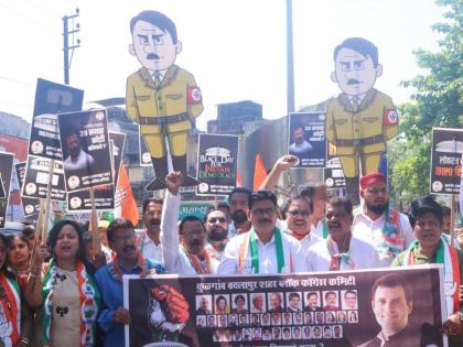 Congress protests in Badlapur against action against Rahul Gandhi | राहुल गांधींवरील कारवाई विरोधात बदलापूरमध्ये काँग्रेसची निदर्शने