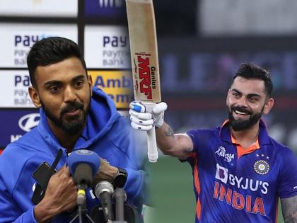 Virat Kohli scores T20 century as opener KL Rahul makes Journalists laugh with funny answer | KL Rahul on Virat Kohli: विराटबद्दलच्या प्रश्नावर केएल राहुलचं भन्नाट उत्तर; पत्रकारांनाही हसू अनावर